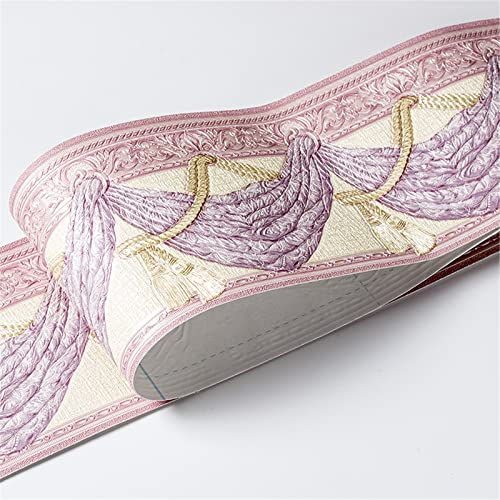 Guest Ruyunlai Tapetenbordüre selbstklebend Vinyl Sockelleiste Dekorative Bordüre Selbstklebende Home Bordüre selbstklebend für Küche für Badezimmer Wohnzimmer Lila Rollo 10cm X 500cm