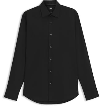 BOSS Herren H-JOE-C1-214 Regular-Fit Hemd aus bügelleichter Baumwoll-Popeline Schwarz001 39