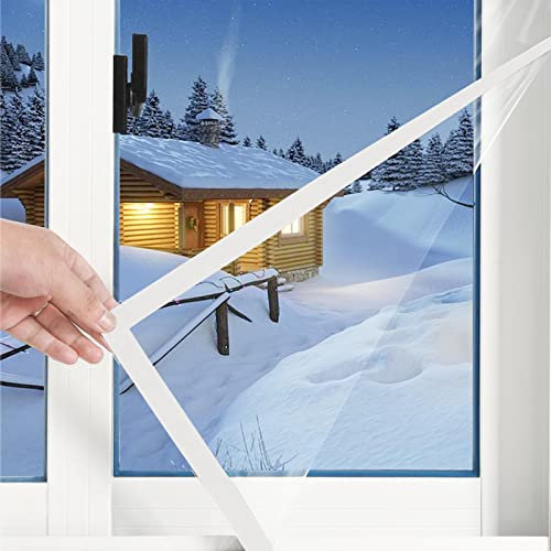 JIAJUTUI001 Kit de Aislamiento de Ventana,Lámina Aislante Transparente para Aislamiento Térmico,Invierno Anti Tormenta de Nieve,para Hogar Cocina Sala Incluye Cinta de Doble Cara (140x140cm/55x55in)