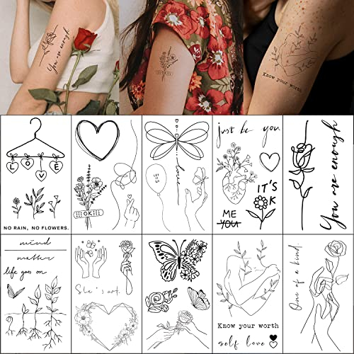 Esland Realistische Temporäre Tattoos Heilungsprozess Selbstwachstum Psychische Gesundheit Selbstliebe Tattoo Aufkleber für Frauen