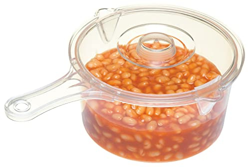 HoitoDeals 2Pcs 900ml Clear Plastic Microwave Saucepan with Lid Pan For Dish Cooking Pot with Handle