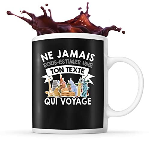 Planetee Mug voyage Prénom métier âge Personnalisable | Tasse drôle pour Femme Voyageuse Backpacker | idée cadeau anniversaire Noël