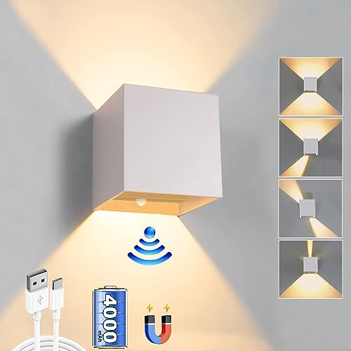 Elitlife LED Wandlampe mit Bewegungsmelder Innen Magnetische Wandleuchte Akku Treppenbeleuchtung mit Schalter, USB Aufladbare Wandlampe Wandbeleuchtung Flurlampe ohne stromanschluss