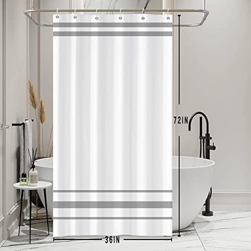 SDOTPMT Cortina de Baño 90x180cm Gris y Blanco Moderno Minimalista Rayada con Gancho