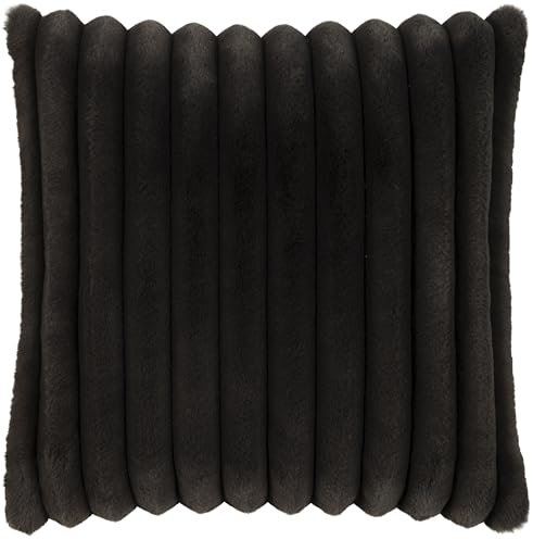 MAGMA Raya Kissenhülle/Kissenbezug aus Fellimitat - 100% Polyester, bis 30 Grad waschbar, 45x45cm, anthrazit