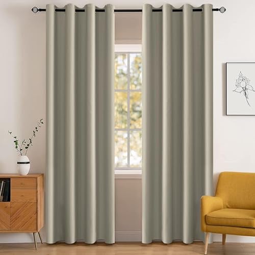 YSTELLAA Gardinen Vorhänge 2er Set, 140×260 cm, Beige | Verdunklungsvorhänge Mit Ösen, Thermovorhang Blickdicht Wohnzimmer, Schallschutz Vorhang Schlafzimmer, Outdoor Vorhang