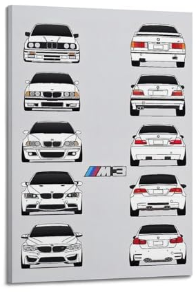BMW E30-E92 M3 Evolution Leinwandbild, 30 x 45 cm, modernes Familienzimmer-Dekor