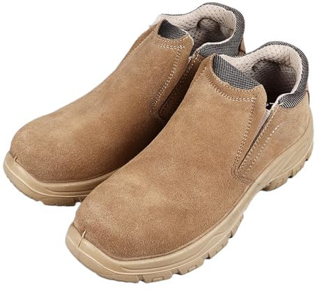 VGEBY Zapato sin Cordones con Punta de Acero, 1 par de Zapatos sin Cordones con Suela Sólida de Ante, Antideslizante, a Prueba de Pinchazos, Transpirable, con Punta de Acero, para (42)