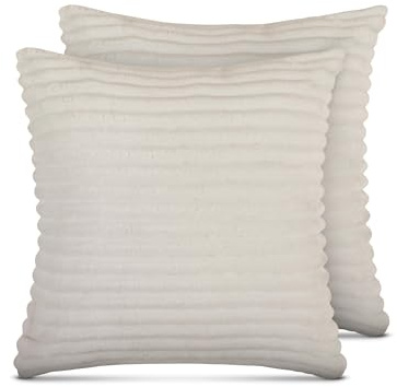 Bestlivings Sofakissen 40x40cm (2er Pack/Creme) Cord Optik - Kuschelig weicher Bezug mit Reißverschluss - Kissen - Öko Tex - Sofakissen, Dekokissen