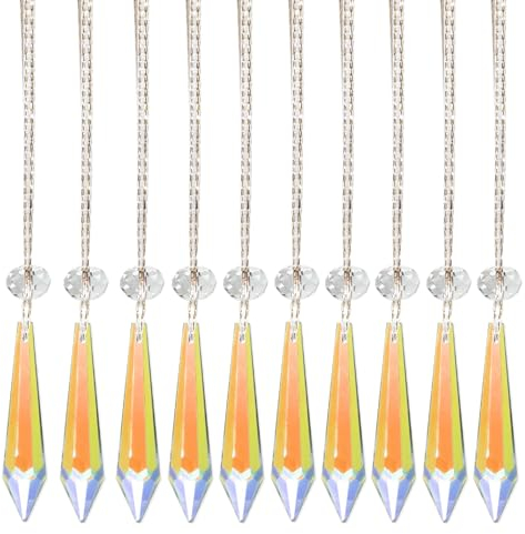 Kristall-Sonnenfänger, bunt, Kristall, Eiszapfen, Kronleuchter, Prismen, Tropfen, Lampe, Fenster, DIY-Teile, Heimdekoration, 10 Stück