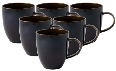 Villeroy & Boch like. by Crafted Denim Becher mit Henkel 6er Set, 350 ml, Kaffeebecher mit Reaktivglasur, Premium Porzellan, Blau, 19-5168-9651