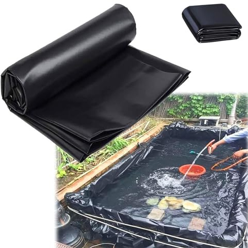 Ywanwj 10x14.5ft Gartenteich Teichplane, Dichtungsfolie Teichmembran hochbeetfolie Reißfest Baufolie Schwarz Wiederverwendet Mehrzweck für Teiche Aller Größen,Fischteiche und Hinterhofwasserfälle
