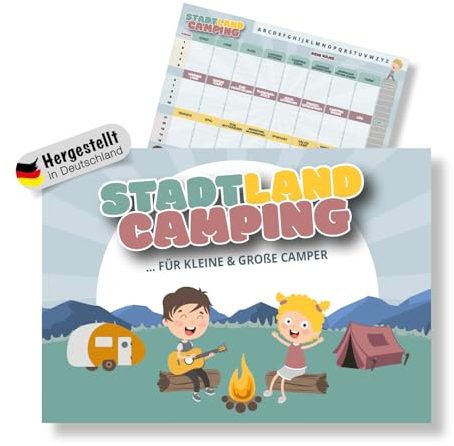SWEET LITTLE Cottage Stadt Land Camping Spiel – Campingspiel – Familienspiel – Urlaubsspiel – für große und kleine Camper ab 9 Jahren – Stadt Land Fluss