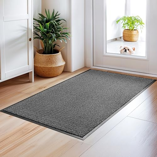 Bodenständig® Saubere Schuhe Dank saugstarkem Stoff (robust) perfekte Größe Grau in 90x150cm - Fußmatte innen, Fussmatte innen - Schmutzfangmatte für innen Türmatte
