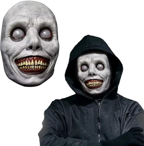 Máscara Halloween Horror, Máscara Sonriente Espeluznante, Máscara de Halloween aterradora para adultos, Máscara de Látex Realista Halloween, Accesorios de disfraz de Halloween, carnaval, fiestas