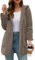 ABYOVRT Felpe con Cappuccio da Donna Giacca in Pile Teddy Termica Lungo Felpa Pile Donna Cardigan Lunga Donna Manica Hoodie Cappotto con Tasche per Autunno Invernale,Cachi,XXL