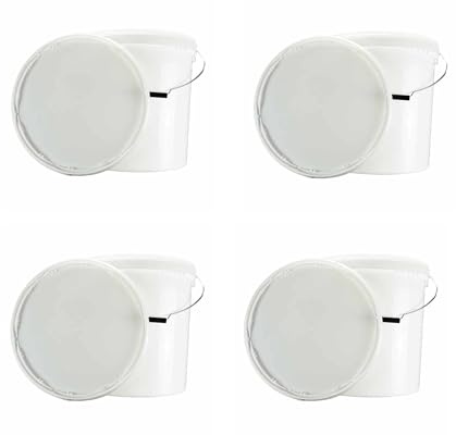 ITP Packaging White Plastic Buckets with Tamper Evident Lids and Handles, 5, 10, 20 Litre Sizes for kitchens, diy, paint, disinfectant, food & liquid storage (5, 20 Litre)