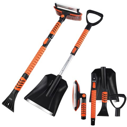 Pala de nieve 3 en 1 para coche, cepillo de nieve giratorio de 180 grados, rascador de hielo para parabrisas de coche, escobilla de nieve extensible para coche, camión, accesorios de invierno para c