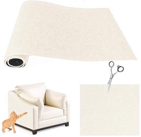 200cmX40cm Selbstklebend Kratzmatte Katze, Kratzschutz Sofa Katze, DIY Kratzbretter Katze kratzwand für Katzen Möbel Kratzteppich Couch-Schutz (Beige, 200 * 40cm)
