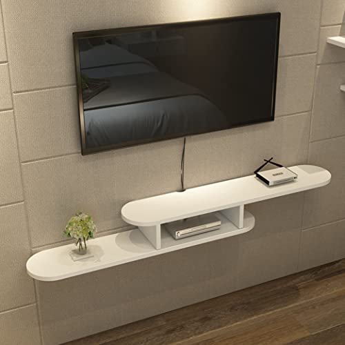 Floating TV Stand Cabinet with Shelf Wooden TV Stand Component Wall Mount Media Console Entertainment Center Unit Cable Box/Router/Remote Holder Natural 120cm