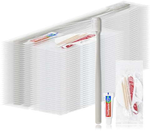 Einweg-Zahnbürsten-Zahnpasta, Zahnbürste und Zahnpasta Reisen, Zahnbürsten-Zahnpasta-Set, kommt mit Hotel Vanity Set, einzeln verpackt, geeignet für Hotel, Zuhause, Camping, Reisen (30er-Pack)