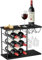 Nuovoware Comptoirs Vin Comptoir, Support Bouteilles de Vin pour 6 Bouteilles et 4 Verres, Organisateur Stockage Vin en Métal pour la Cuisine, Le Bar, la Table, l'armoire, la Cave Vin, Noir