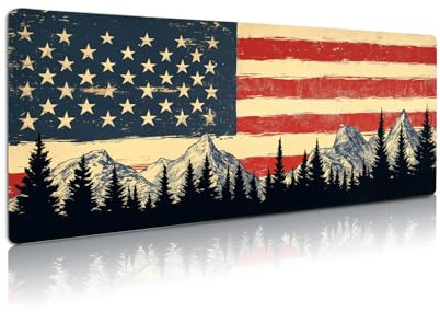Erweitertes Gaming-Mauspad, großes Mauspad, 3 mm, Unterseite aus Naturgummi, mit genähten Kanten, rutschfeste Schreibtischunterlage für Büro, Zuhause, tolles Geschenk, 80 x 30 cm (USA-Flagge 3)