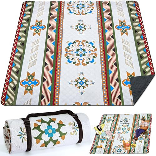 TOSUTO Coperta Picnic Impermeabile(200×200 cm),Coperta da Picnic Impermeabile con Borsa Portaoggetti,XXL,Copertas da Spiaggia,Telo Picnics Grande per Campeggio,Picnics,Spiaggia,Prato