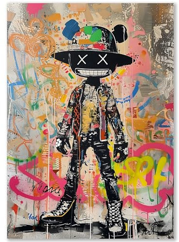 Happymotive – Abstraktes Graffiti Poster Ruffy DIN A2, A3, A4 | Farbenfrohe Pop Art Wandkunst im Anime-Stil | Moderne Wanddeko für Wohnzimmer, Jugendzimmer, Büro, Gaming Room & mehr (DIN A3)