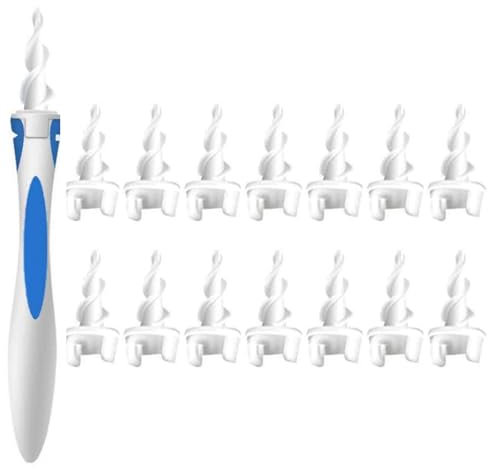 Ohrenschmalz Entferner,Q-grips Ohrenreiniger,Spirale Silikon Intelligentes Ohrenschmalz Entferner,360 Grad Spirale Silikon Ear Cleaning mit 16 Abwaschbaren Ersatzköpfen,für Erwachsene,Kinder