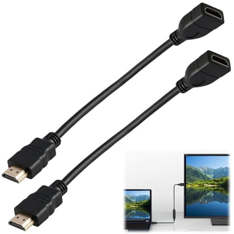 Yewseas 2 Pezzi Prolunga HDMI Cavo Maschio a Femmina 14CM Alta Velocità, Adattatore HDMI per TV Stick 4K, Supporto 18Gbps, 3D, 4K, 2K, 1080p, Compatibile con Console, TV, Blu-Ray, PC, PS3, Xbox