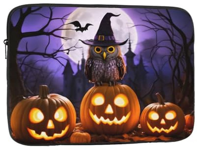 Ultradünne Laptop-Hülle, Halloween, Eule, Geist, Laptoptaschen – wasserabweisend, stoßfest und tragbar, Computerabdeckung für 10-17 Zoll Laptops