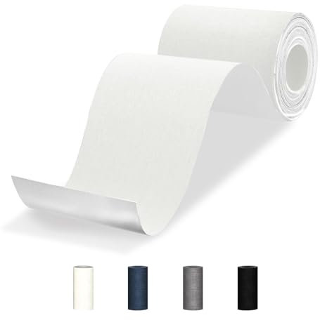 Flicken Selbstklebend Stoff, 10 x 200 cm Leinenstoff Stoff Selbstklebend, Reparaturflicken Textilklebeband für Sofa, Möbel, Autositze, Bürostuhl, Zelt, Vorhang (Weiß)