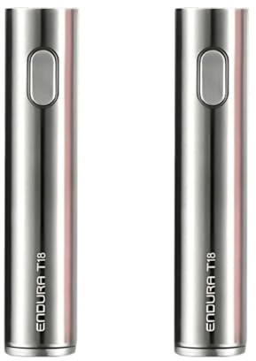 T18 Battery For Innokin T18e Tank/Kits | Easy To Charge On/Off | 5 Click Function 14W | Maximum Output Current 3.5A | 1000mah Battery | 510 Threaded | 2ml Cartridge No Nicotine (Silver - 2 Pack)