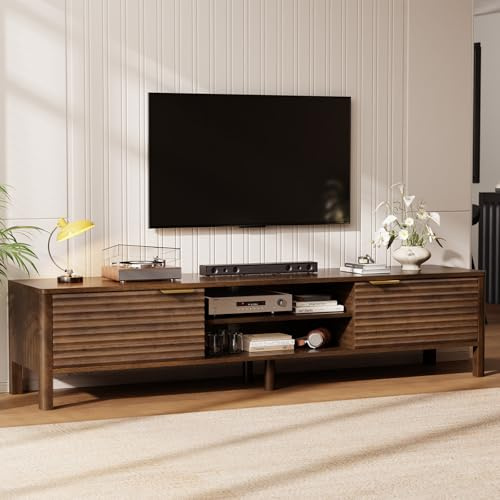 IKALIFE Wooden TV Stand Cabinet - 180cm Long TV Unit With Storage, Walnut