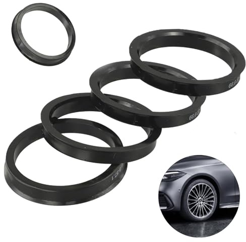 RPHONGHONG 4 Stück 66.6mm Auf 57.1mm Zentrierringe, Universal Radnaben Zentrierringe Zentrierbohrung Kunststoff Kompatibel mit VW Mercedes-Benz und Audi BMW Chrysler Schwarz