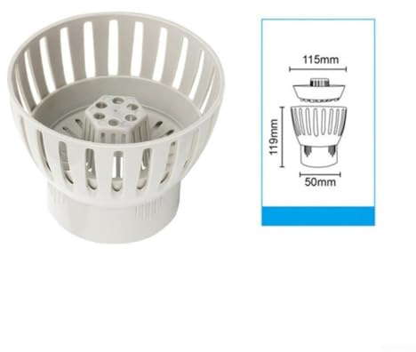 Pumixiy Teich-Laubsammler mit vergrößertem Becher für effiziente Schmutzsammlung, Koi-Teich-Abfluss-Skimmer für klare Wasserkontrolle, Outdoor-Wasserklärer-Werkzeug (50 mm)