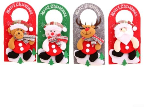 Weihnachts Türhänger 4er Set Vlies Santa Schneemann