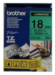 Brother TZ741 Printer Consumables, Width 18 mm, 8 m, Green/Black