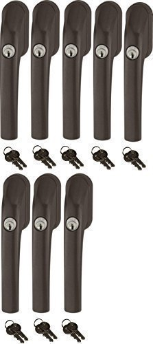 Abus FG300 abschließbarer Fenstergriff, braun, im Set 8 Stück alle gleichschließend mit insgesamt 16 Schlüssel