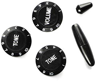 FLEOR Guitar ST Control Regler 2T1V mit 5-Wege-Schalterspitze und Tremolo Arm Bar Cap für E-Gitarren-Parts, Schwarz