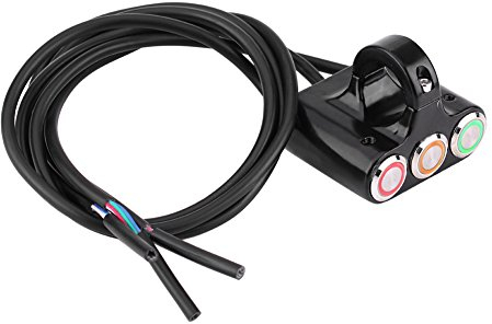 Qiilu Comodo Moto, 22mm Commutateur de Guidon de Moto, Guidon Montage Interrupteur Phare Feu de Brouillard de Frein ON/OFF avec LED Lumière