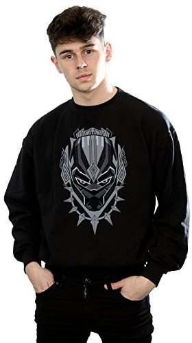 Marvel Men's Black Panther Head Sweatshirt Black Large