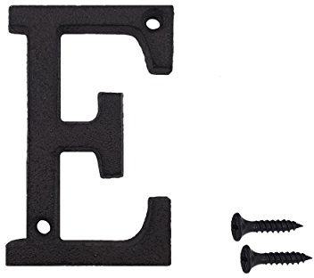 TripDock 3 Inch Wrought Iron House Number, Matching Screws Included Black Letter E