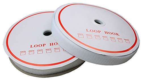 tukan-tex-de Klettband zum Aufnähen 25 Meter, 50mm Breit (Weiß, 25 Meter Flausch & 25 Meter Haken)