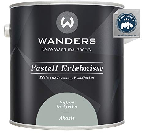 Wanders Pastell Erlebnisse 2,5L - Akazie/helles Grün-Grau - Edelmatte Wandfarbe! Küchenmöbellack und Möbelfarbe. Kreidefarbe für Holz & mehr. Hohe Deckkraft, schnell trocknend