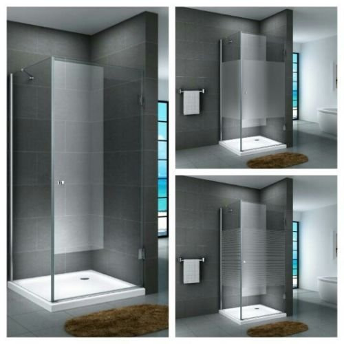 Duschkabine Eckdusche Dusche Duschabtrennung Duschtasse Echtglas Duschtür Eger, Größe:90 x 90 x 190 cm, Dusche_Amazon:Gestreift | ohne Duschtasse & Ablauf