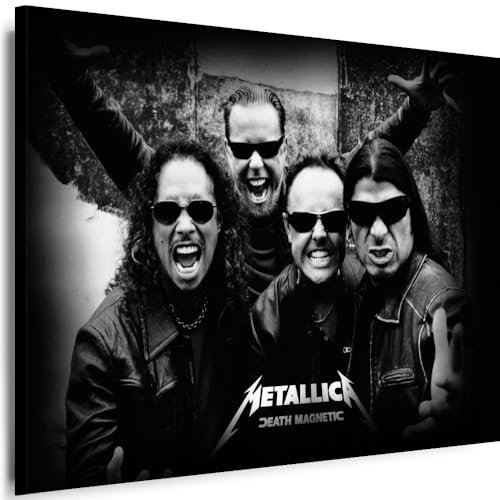 Myartstyle - Bilder Metallica Band 80 x 60 cm Leinwandbild Xxl - Wandbild 1 Teilig - Gerahmter Kunstdruck Musik w-s-2023-94