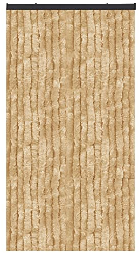 Arsvita Flauschvorhang 80x200 cm in Unistreifen beige, Perfekter Insekten- und Sichtschutz für Ihre Balkon- und Terrassentür, viele Farben