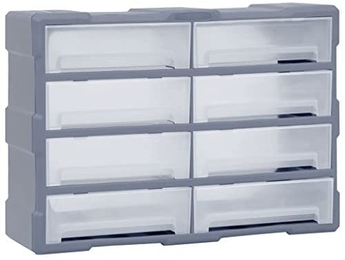 vidaXL Multi Schubladen Organizer 8 große Schubladen Kleinteilemagazin Sortierkasten Sortierbox Sortimentsbox Sortimentskasten 52x16x37cm